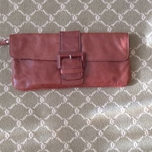 Brown clutch wristlet